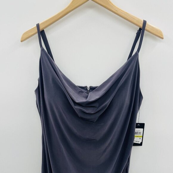 Guess Womens Size 14 Faux Wrap Cowlneck Slip Dress in Slate Gray Stretch $108 - Picture 3 of 8